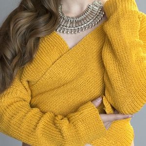 Yellow Wrap Sweater